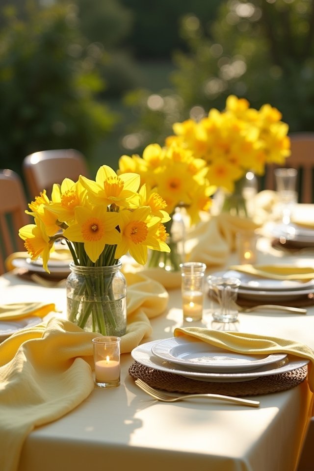 daffodil themed wedding place settings