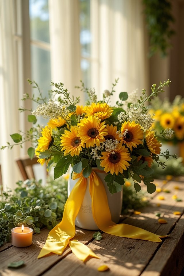 daisies and eucalyptus bouquet