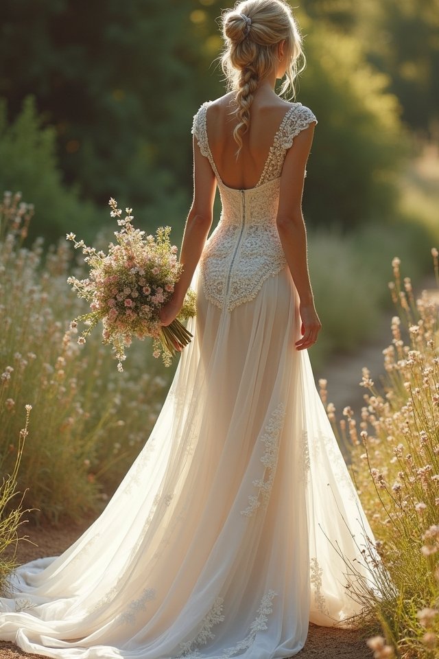 dazzling asymmetrical wedding gown