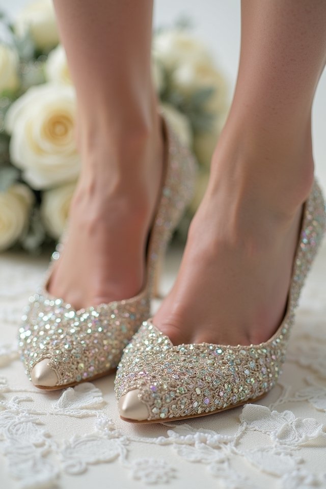 dazzling beaded bridal pumps