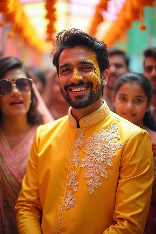 dazzling groom s haldi attire