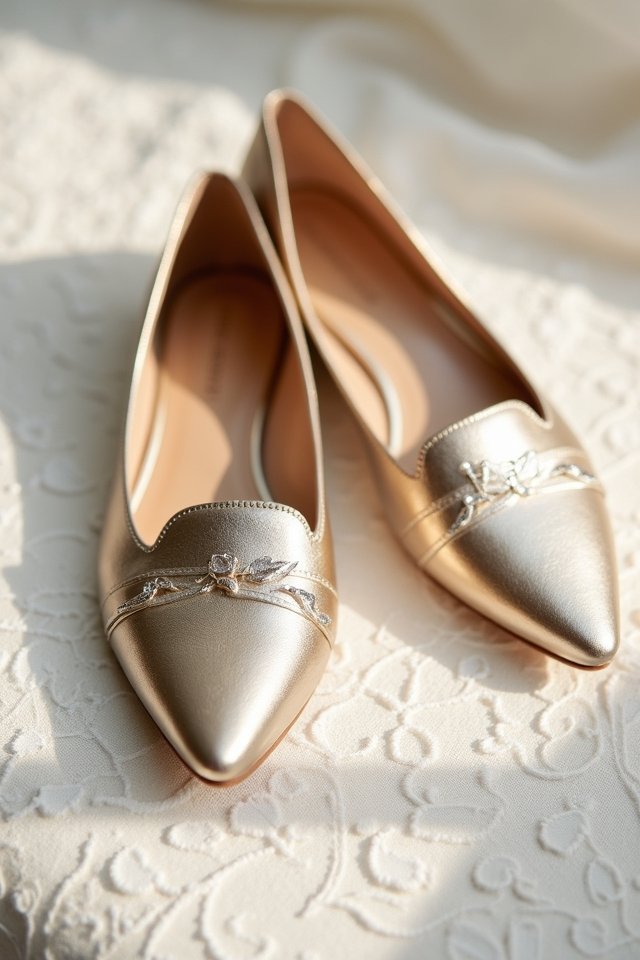 dazzling metallic slip on flats