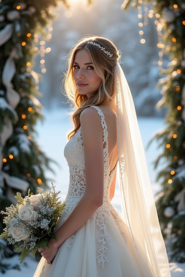 dazzling winter bridal attire