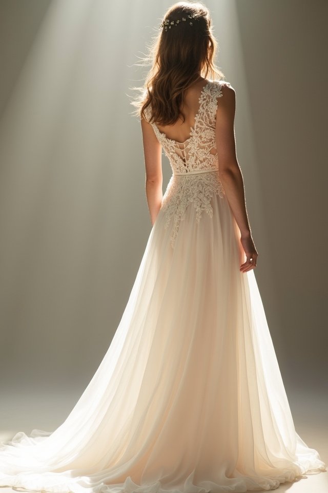 delicate a line lace gown
