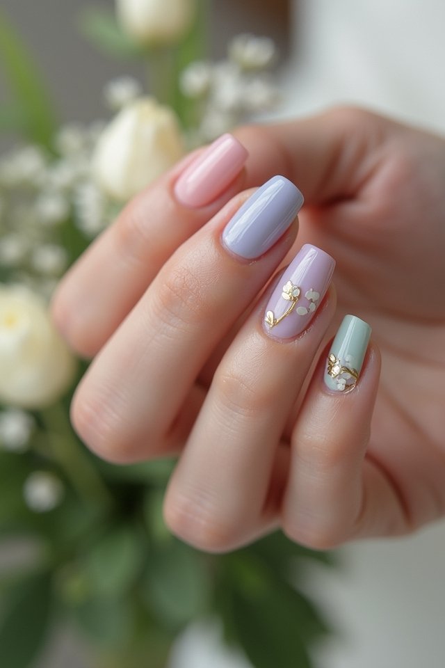 delicate floral bridesmaid nails