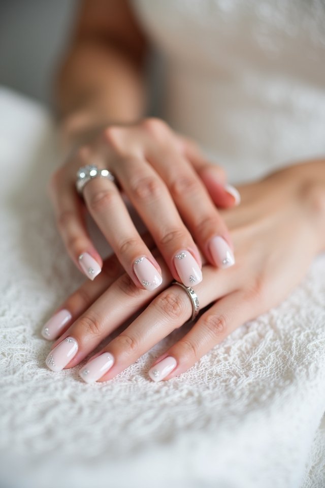 delicate glitter wedding nails