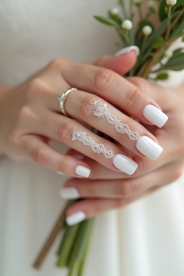 delicate lace wedding nails
