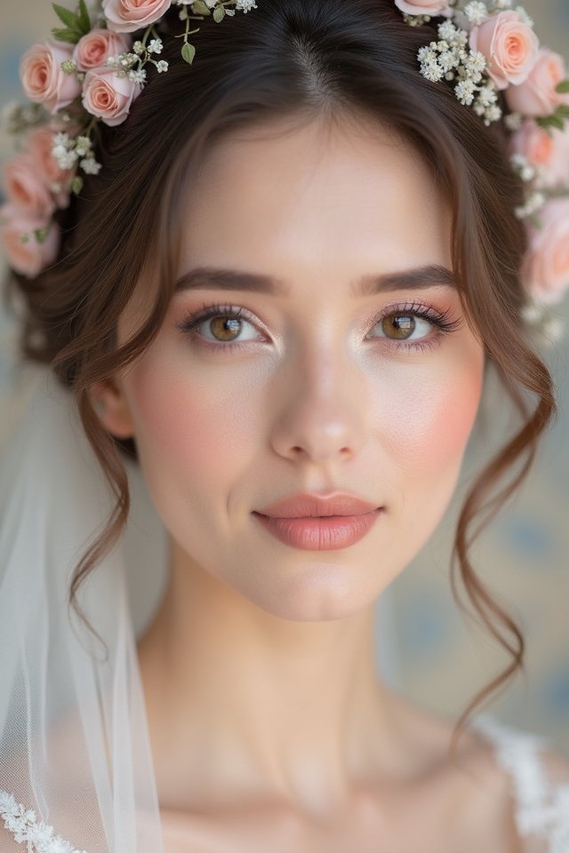 delicate pastel bridal makeup