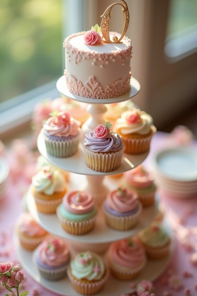 delicious cupcake tower centerpiece