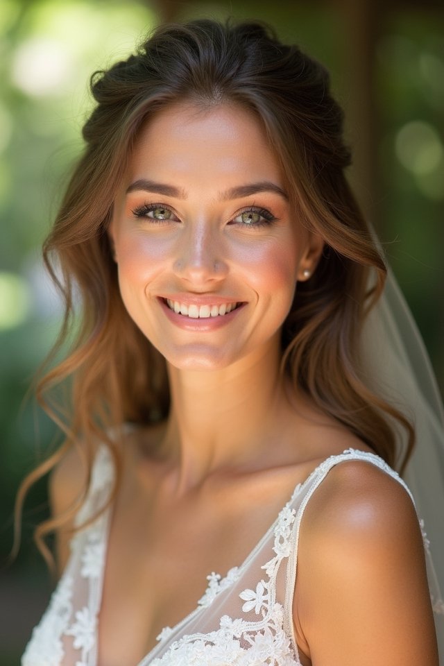 dewy glow with peach accents