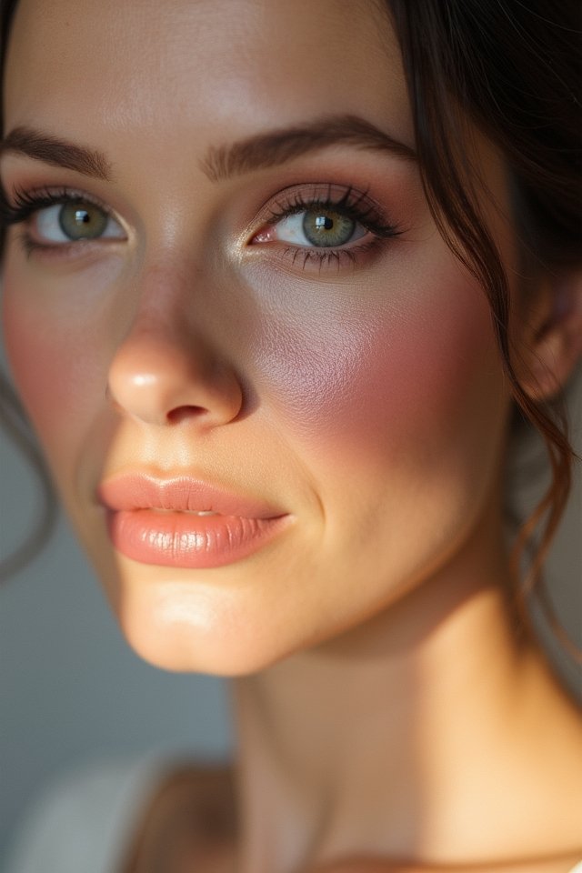 dewy skin subtle pink blush