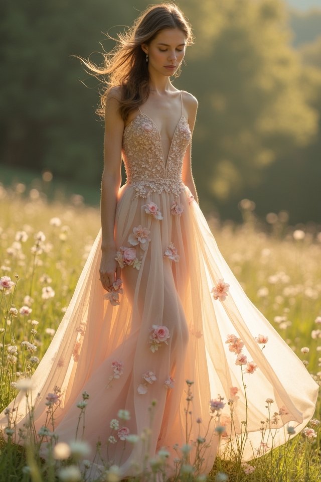 dimensional floral gown designs