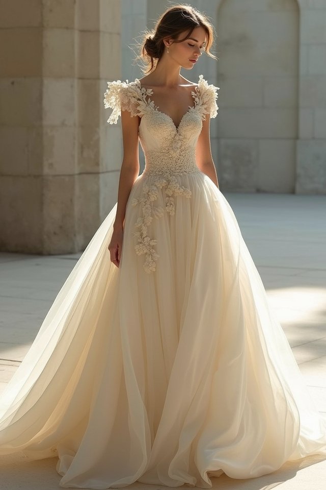 dramatic cap sleeve elegance