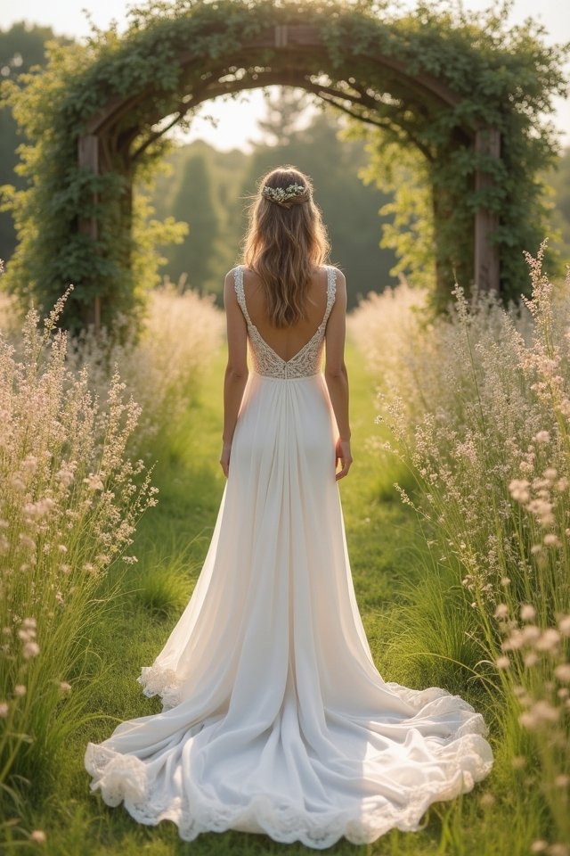 dramatic crepe cascading elegance