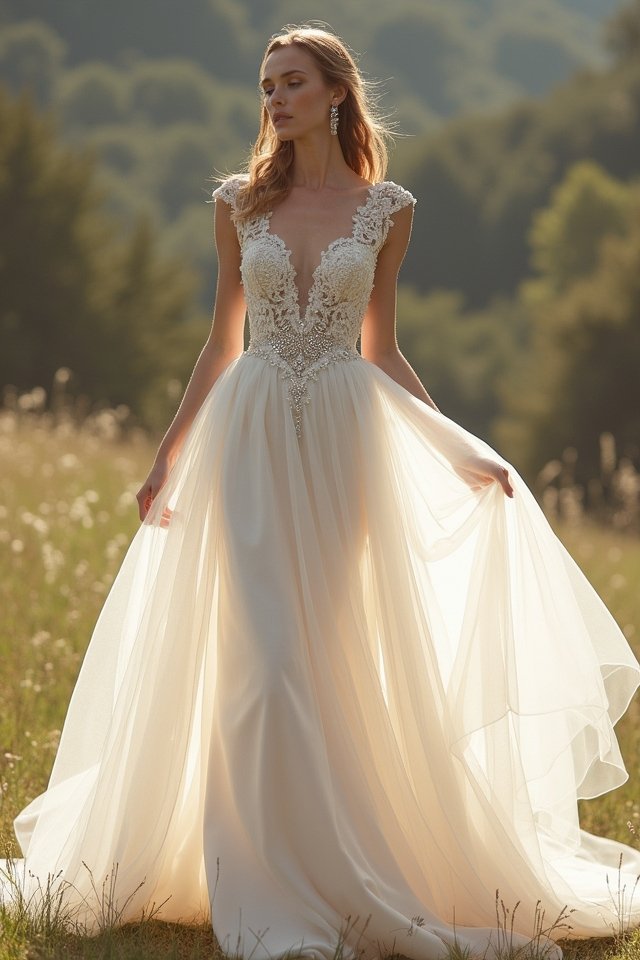 dramatic high low wedding gown