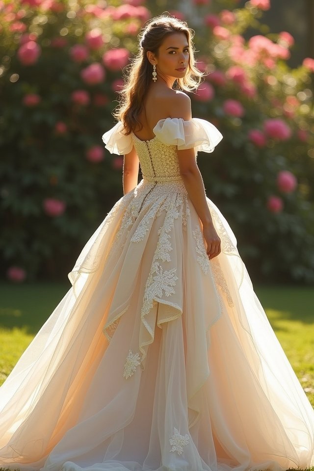 dramatic off shoulder elegance