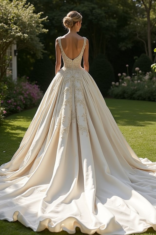 dramatic silk wedding trains