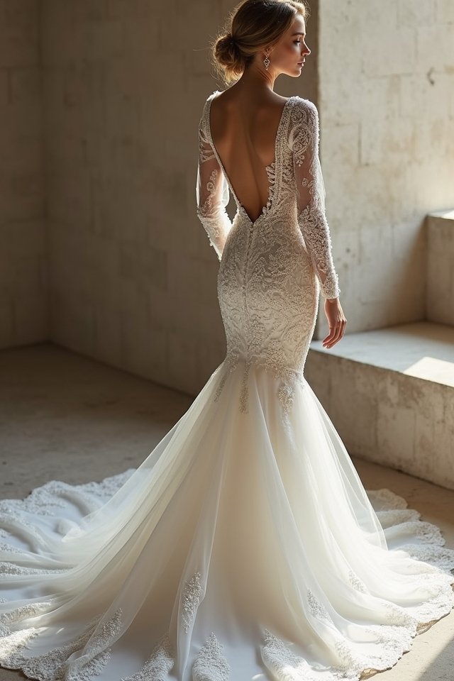 dramatic train mermaid elegance