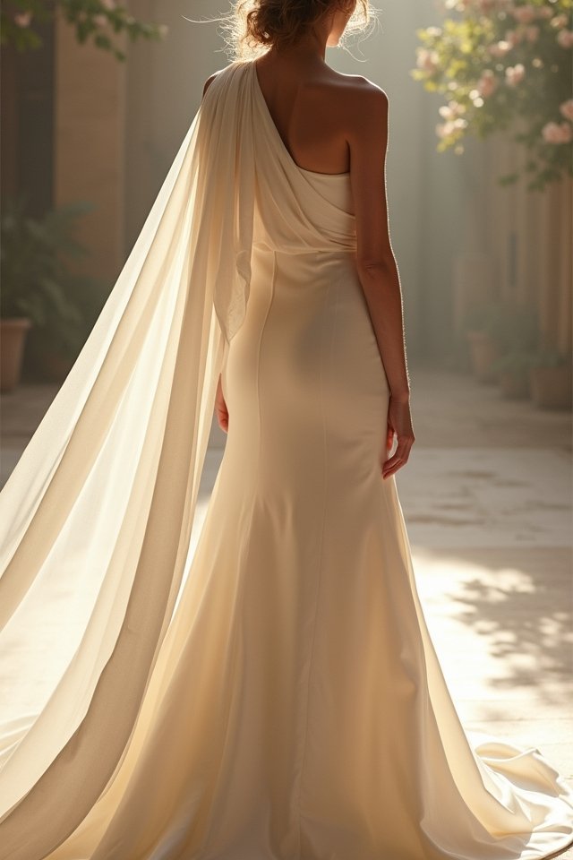 draped silk one shoulder elegance