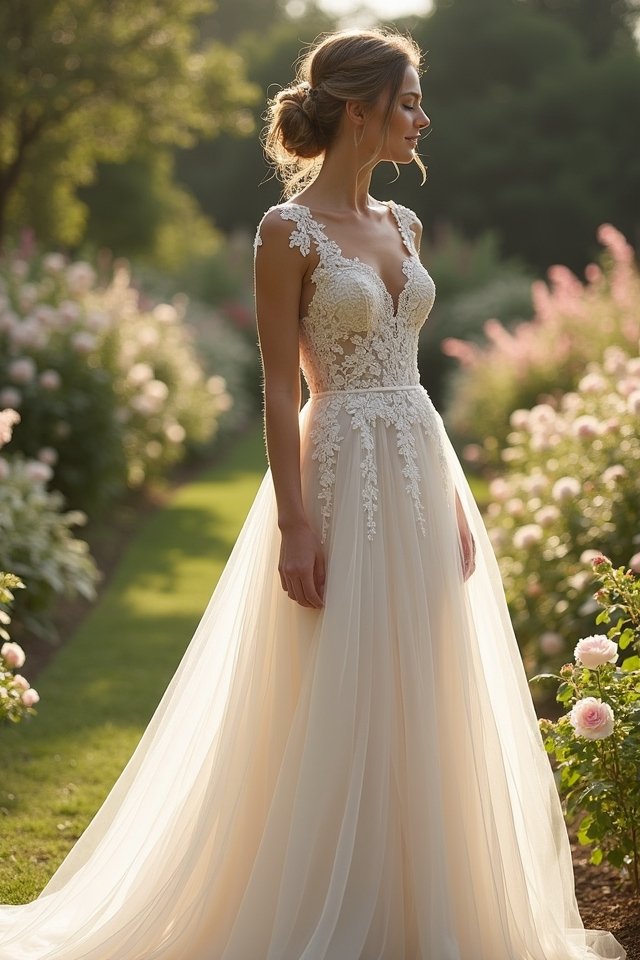 dreamy a line tulle gown