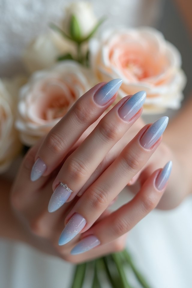 dreamy blue gray ombre nails