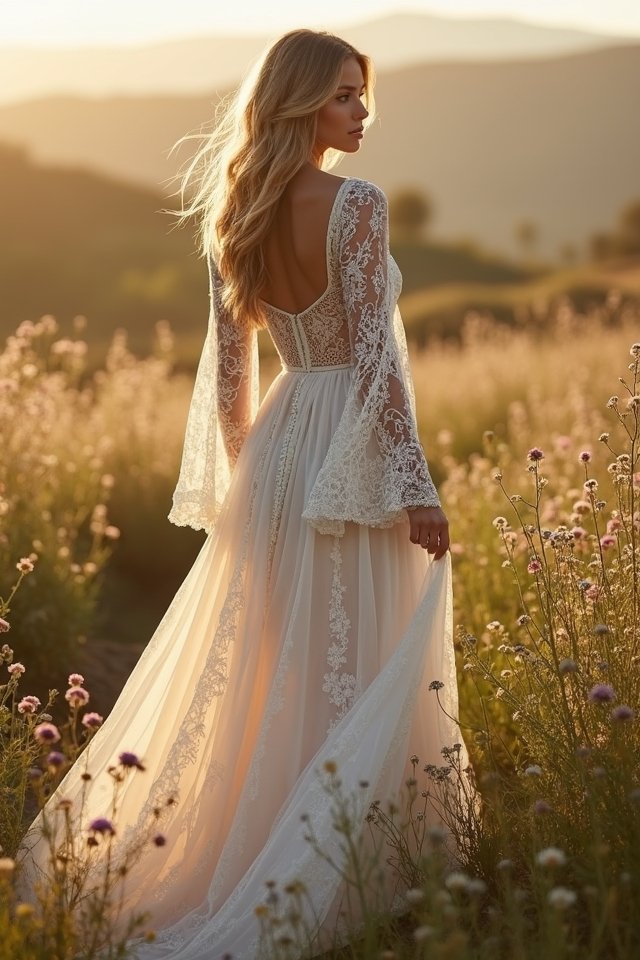 dreamy lace a line gown