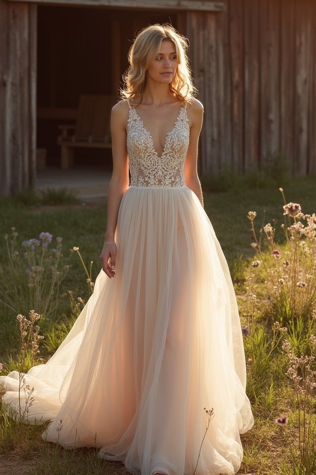 dreamy layered tulle gown