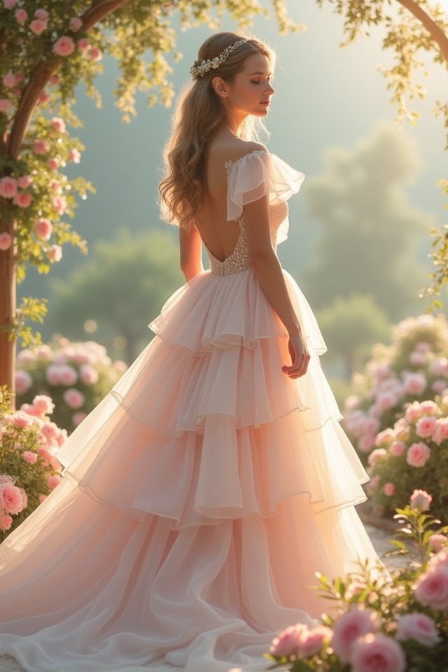 dreamy pastel ruffled gown