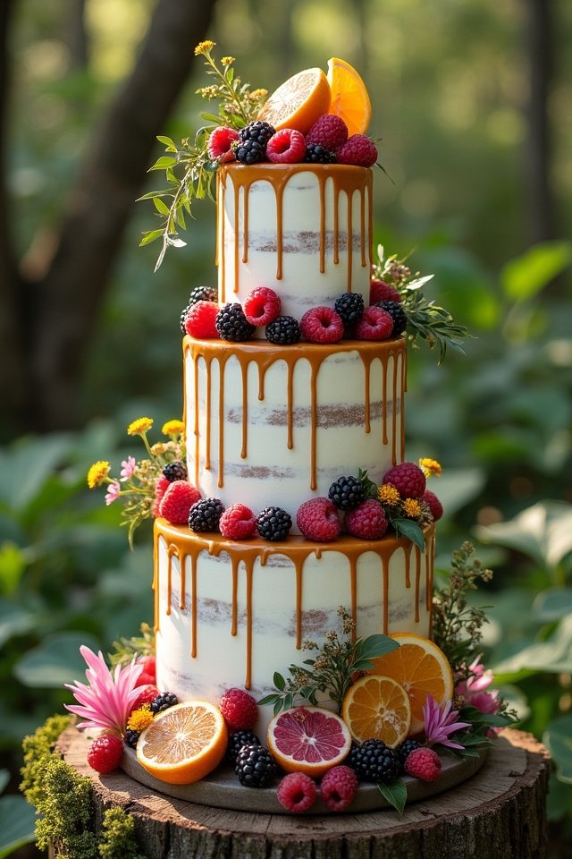 drip cakes with fruit