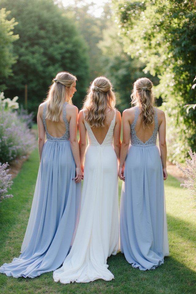 dusty blue bridesmaid elegance