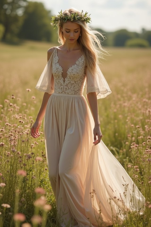 earthy wedding dress elegance