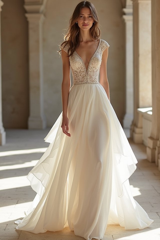 edgy asymmetrical wedding gown