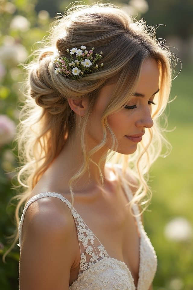 effortless boho wedding hairstyle