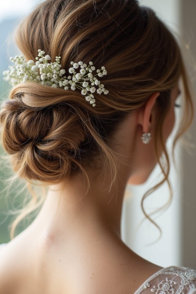 effortless messy chignon curls