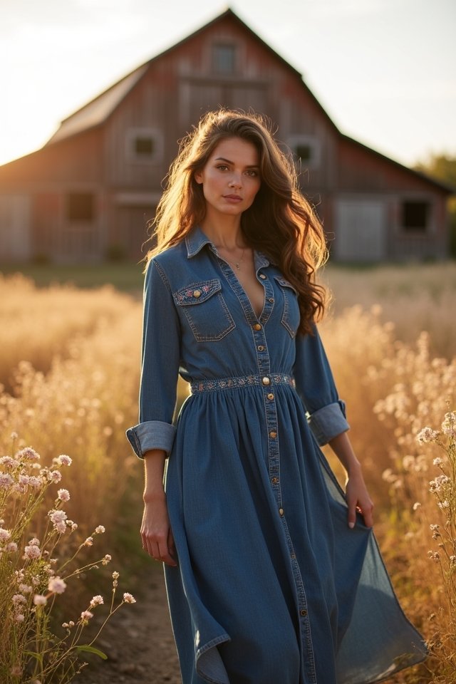effortless western shirt dress