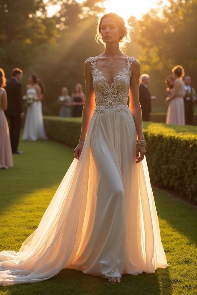 elegant a line asymmetrical gown