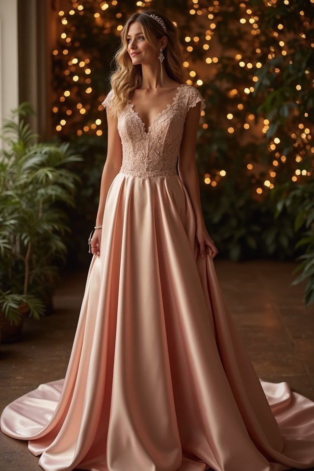 elegant a line lace gown