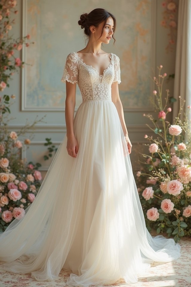 elegant a line lace gown
