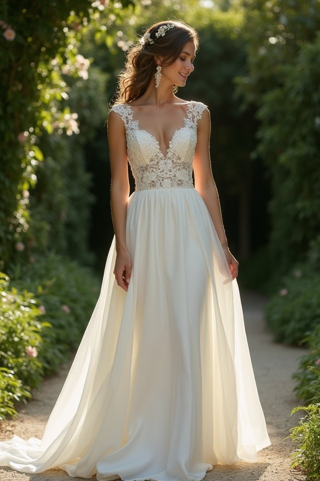elegant a line lace gown