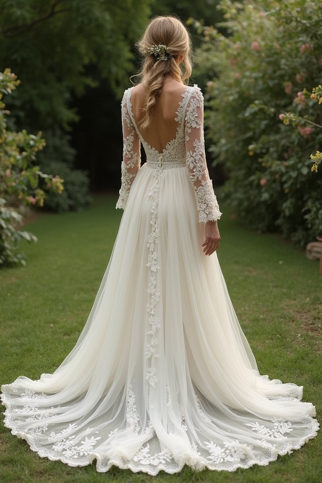 elegant a line long sleeves