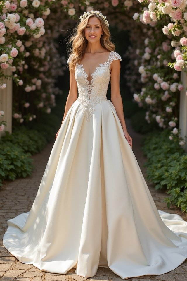 elegant a line ruffled gown