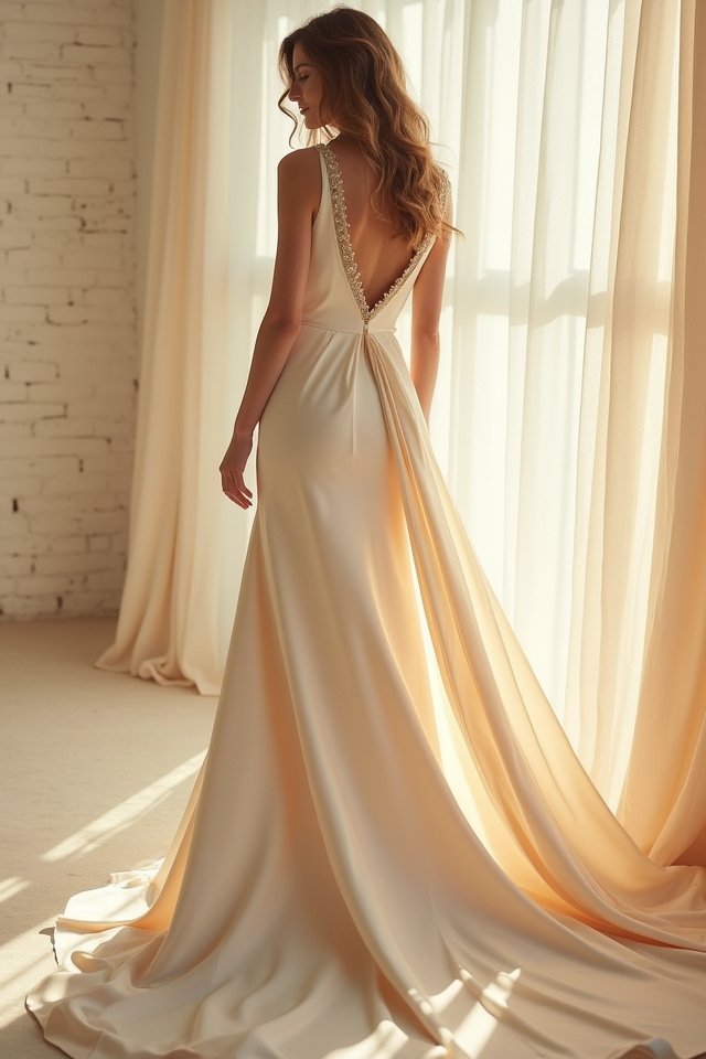 elegant a line satin gown