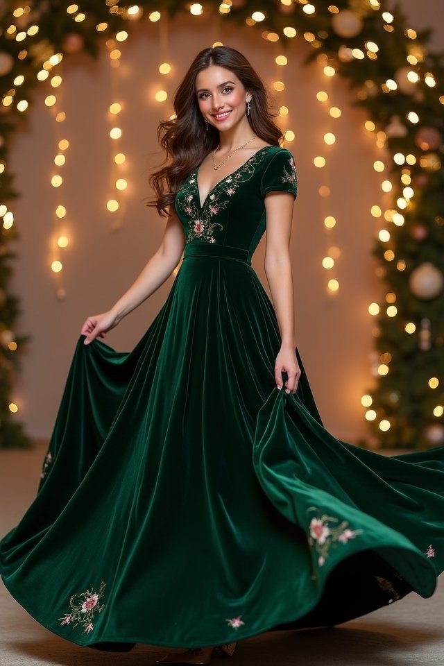 elegant a line velvet dress
