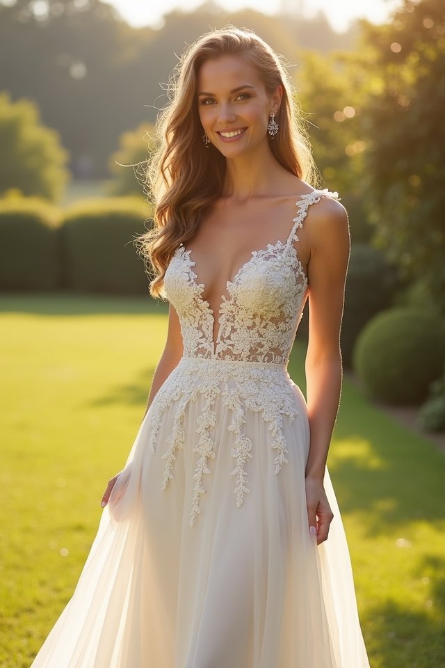 elegant a line wedding gown