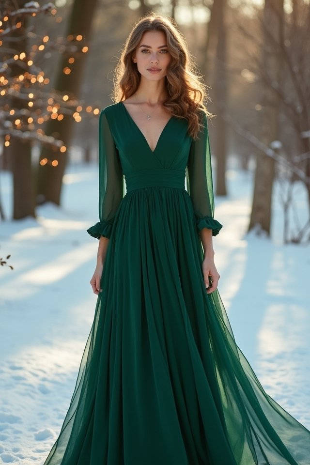 elegant a line wrap dress