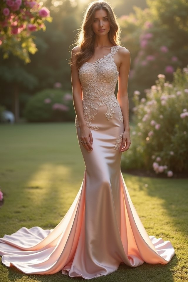 elegant asymmetric mermaid gown