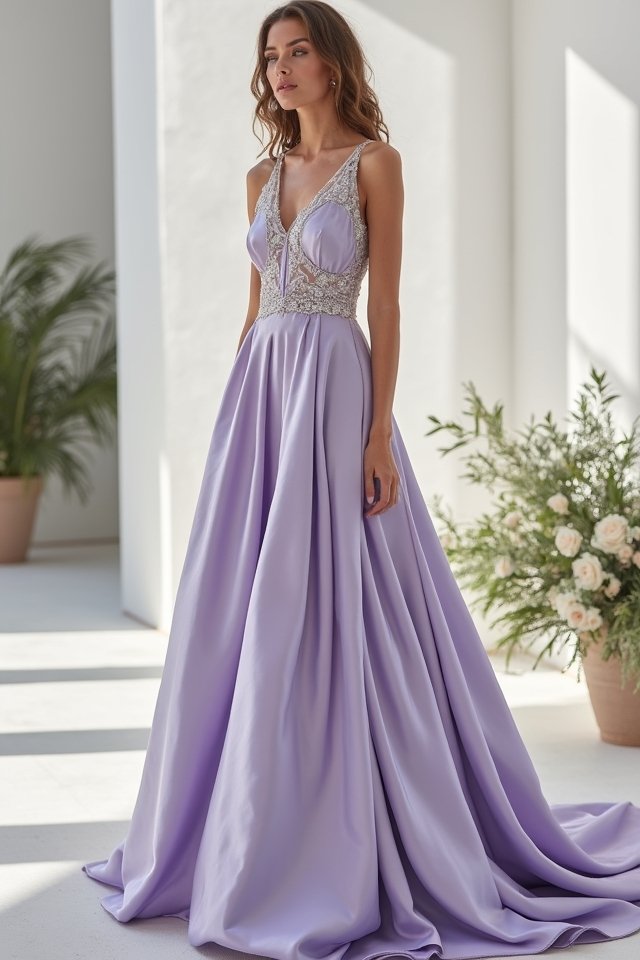 elegant asymmetrical satin dress