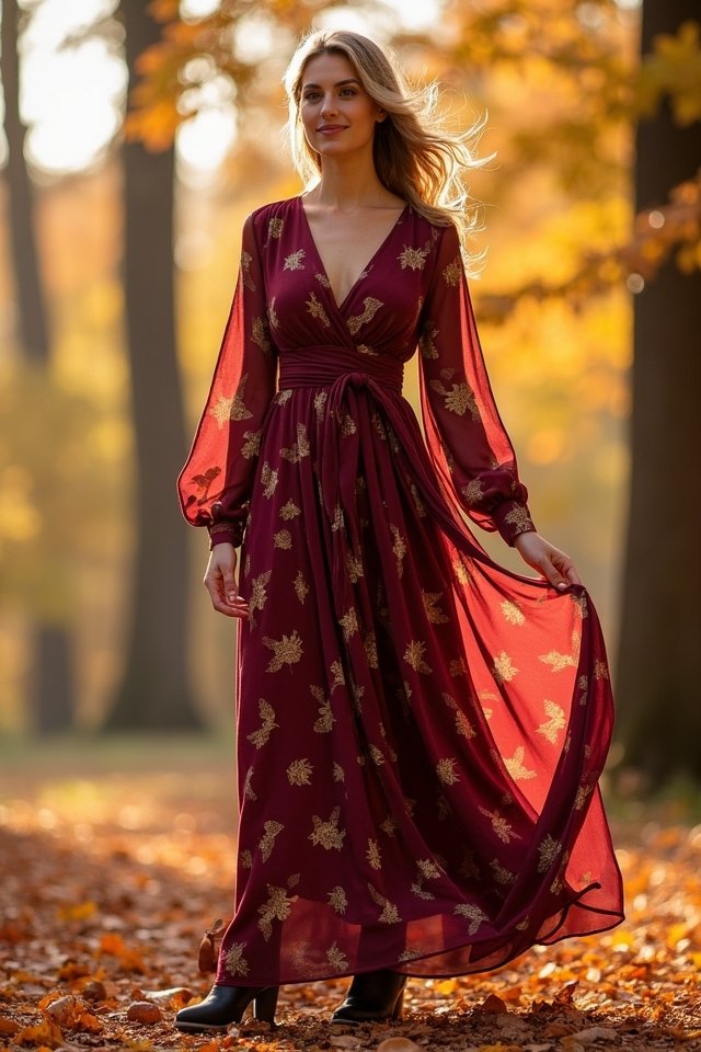 elegant autumn wrap dress