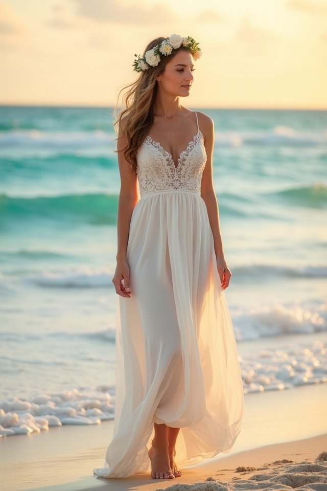 elegant beach wedding attire