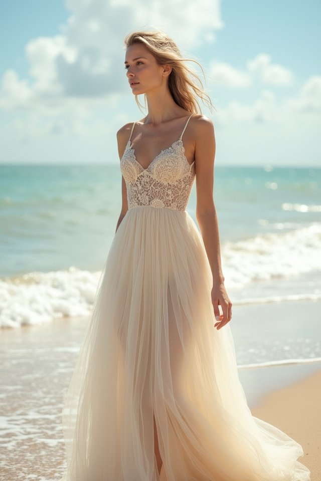 elegant beach wedding attire